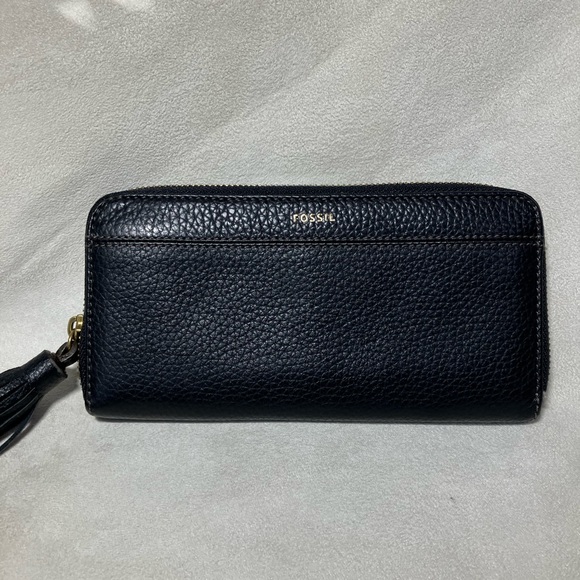 Fossil Bags Fossil Black Leather Wallet With Tassel Poshmark